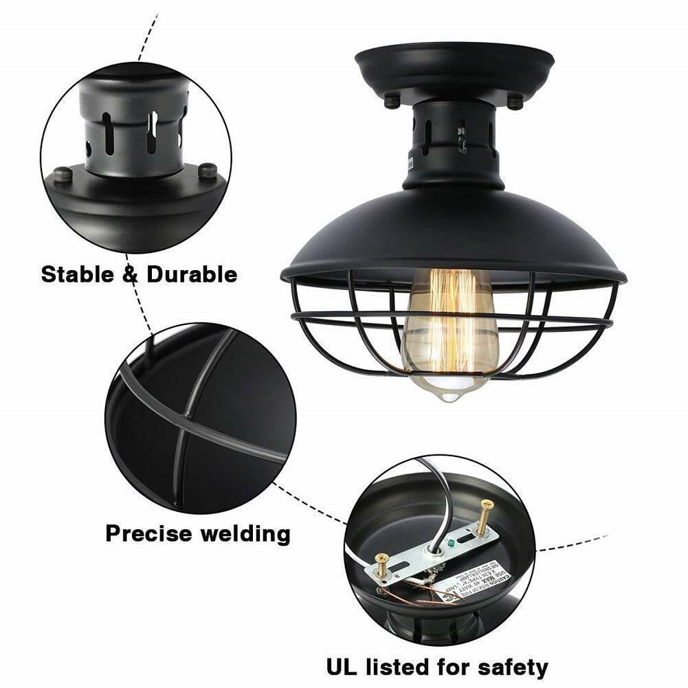 Rustic Farmhouse Metal Cage Ceiling Light Semi Flush Mount Pendant Lamp Fixture!