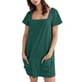 thumbnail image 1 of HXWCHs Robe Résistante aux Plis Robe d'Été Décontractée pour Femmes Tenue Col Rond Couleur Unie Confortable Respirante Élégante avec Leggings Vert m, 1 of 5