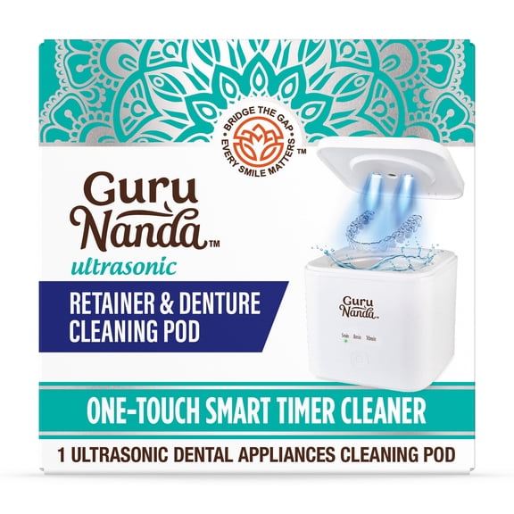 GuruNanda Retainer & Aligner Cleaning Pod for Retainers, Dentures, Mouthguards, Aligners- 3 Modes, 45kHz Ultrasonic Cleaner, 190 ml Capacity