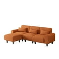 thumbnail image 6 of 84.6" Large Size Sofa, Modern Multi-Function Modular Sectional Sofa Couch with 3 Waist Pillows, Comfy Sofa Couches for Living Room, Apartment, Bedroom, Small Space, Orange, 6 of 7