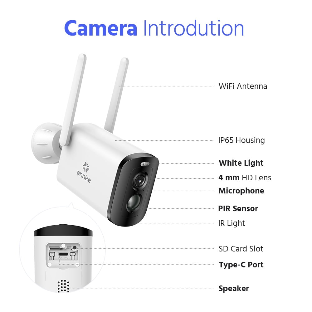 ANNKE 4MP Wireless Outdoor Surveillance Camera, Dual Light WiFi Battery Camera with Solar Panel,IP65 Waterproof,Color Night Vision,AI Motion Human Detection,2-Way Talk