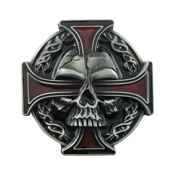 YOQUCOL QUKE Vintage Skull Skeleton Celtic Cross Belt Buckle American Western Cowboy for Men