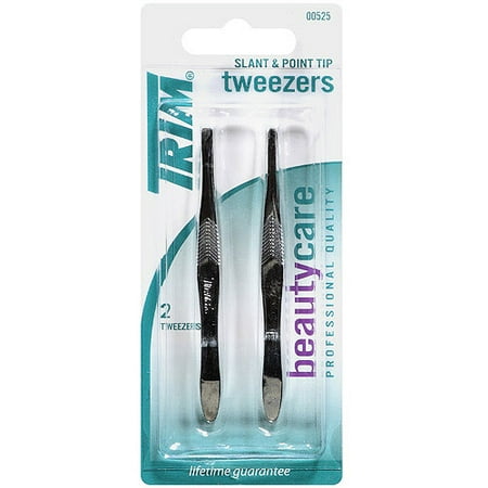 Trim Beauty Care Slant & Point Tip Tweezers, 2 ct