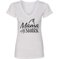 thumbnail image 3 of Inktastic Mama Shark with Shark Fin Women's V-Neck T-Shirt, 3 of 5