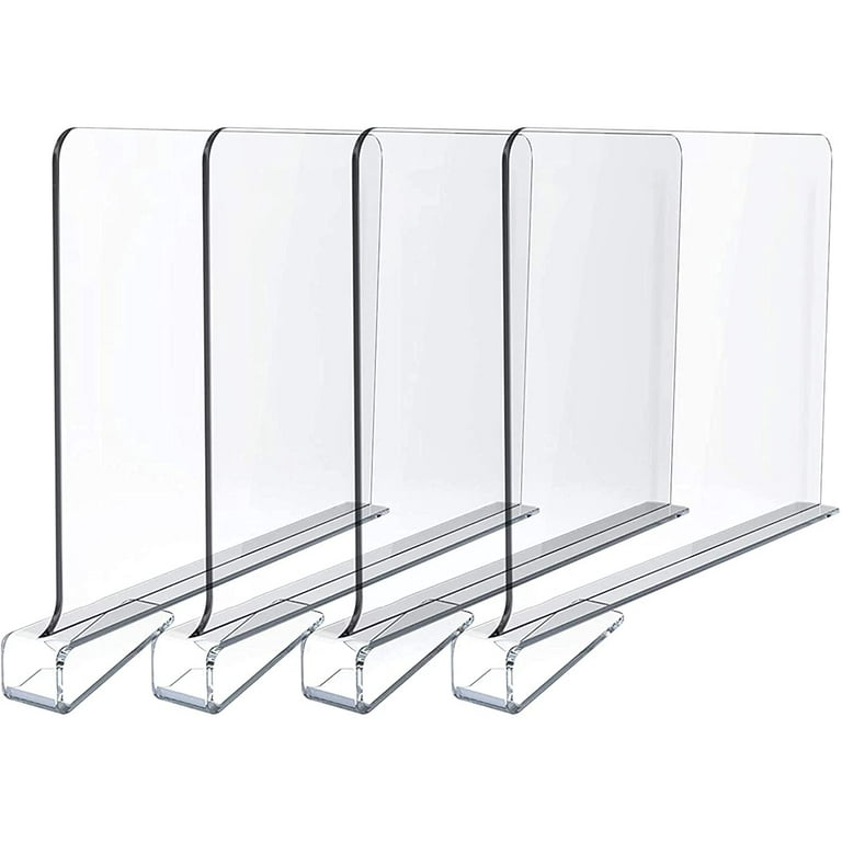 NBW Clear Acrylic Shelf Dividers, Closet Vertical Organizer for Kitchen  Cabinets, Bookshelves, Pack of 4