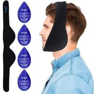 Jaw Ice Pack, Face Ice Pack for Wisdom Teeth, Jaw Ice Wrap with 4 Reusable Hot Cold Therapy Gel Packs for Facial & Oral Surgery, TMJ, Head and Chin Pain Relief, Dental Implant