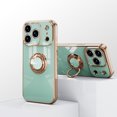 thumbnail image 4 of For iPhone 17 Pro Case 2025, Allytechgroup Ring Holder Stand Case Plating Edge 360 Rotation Kickstand Slim Soft Flexible TPU Protective Cover for iPhone 17 Pro 6.3", Mint, 4 of 5