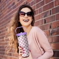 thumbnail image 4 of 30 oz Purple Checkered Flip Tumbler With Lid and Straw,Checkered CoffeeTravel Mug Cup Water Botter,Checkered Gifts for Women,Checkered Stuff Decor Accessories, 4 of 6
