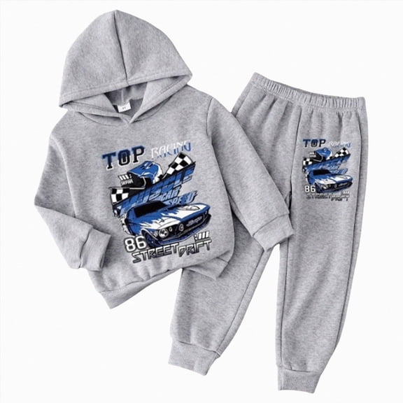 Boys Clothes Boy Outfits 2-Piece Long Sleeve Sweatshirt Tops and Pants Fall Winter Outfits Set(Grey,4-5 Years)