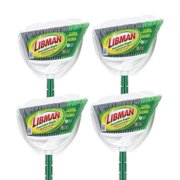 Libman Commercial 206 Precision Angle Broom with Dust Pan, Steel Handle, 11" Wide, Green and White (Pack of 4)