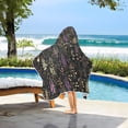 thumbnail image 3 of Yayeee Kids Hooded Towel with Hand Pockets Beach Soft Absorbent Bath Wrap 50 x 23.5 inch, Purple Floral Pattern, 3 of 5