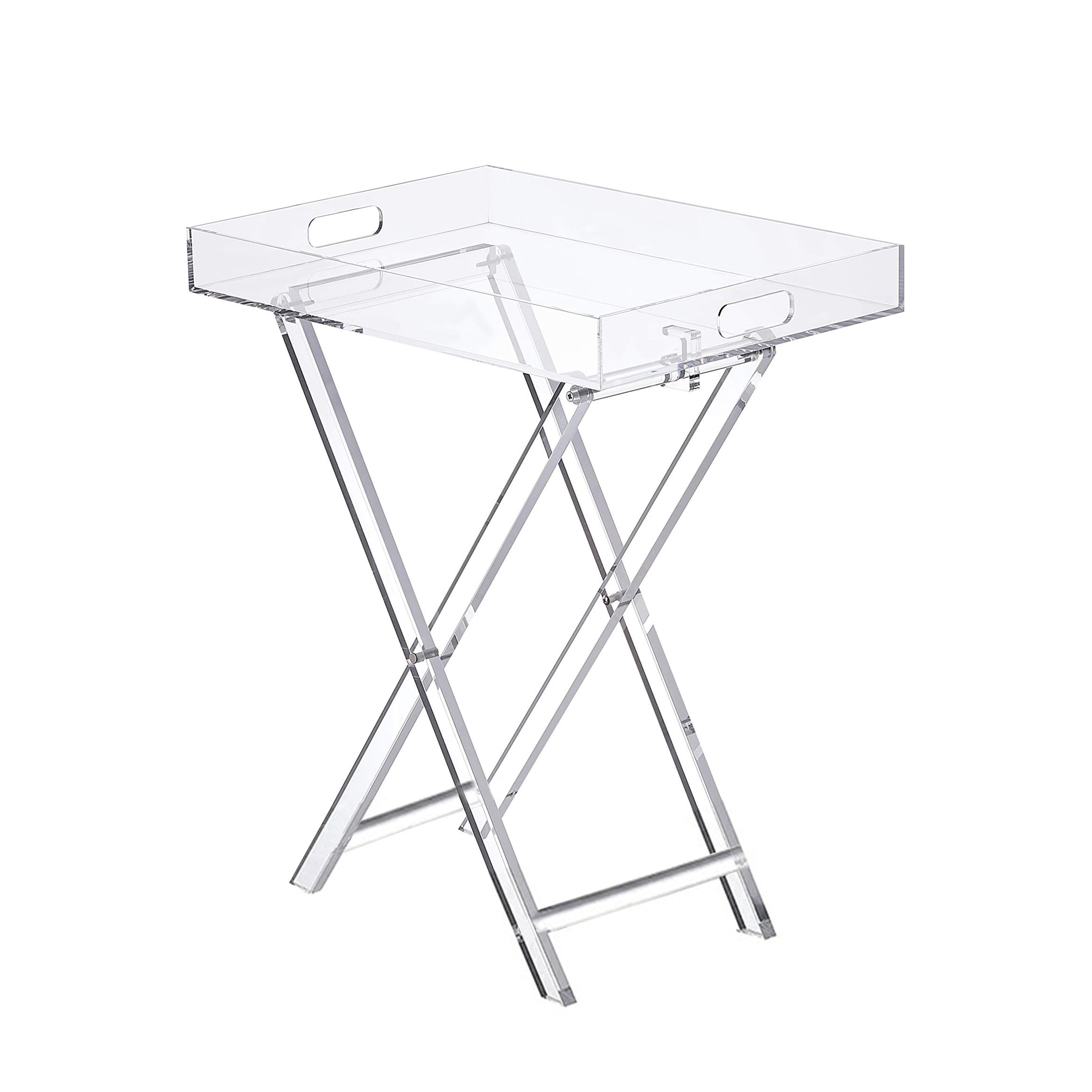 FixtureDisplays® Clear Furniture Acrylic Folding Tray Table, Acrylic