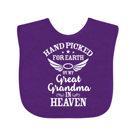 

Inktastic Handpicked for Earth by My Great Grandma in Heaven Gift Baby Boy or Baby Girl Bib