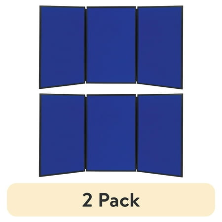 (2 pack) Quartet Show-It! Display System Three-Panel Display 72x36 Blue/Gray SB93513