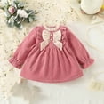 thumbnail image 5 of AherBiu Toddler Baby Girls Dress Long Sleeve Bow-Ruffle Crewneck Glitter Valentine's Day Short Red Dresses, 5 of 7