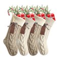 thumbnail image 3 of Paquete de 4 a 12 medias navideñas de 18 pulgadas de largo hechas de cable de punto, decoraciones colgantes de Navidad con etiquetas de nombre, 3 of 5
