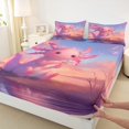thumbnail image 3 of Manfei Dreamy Cute Axolotl Bed Sheets for Kids, Fairy Tale Animal Lover King Sheets, Cartoon Theme Sheet Set, Luxury Bedroom Decor, 4pcs, 3 of 7