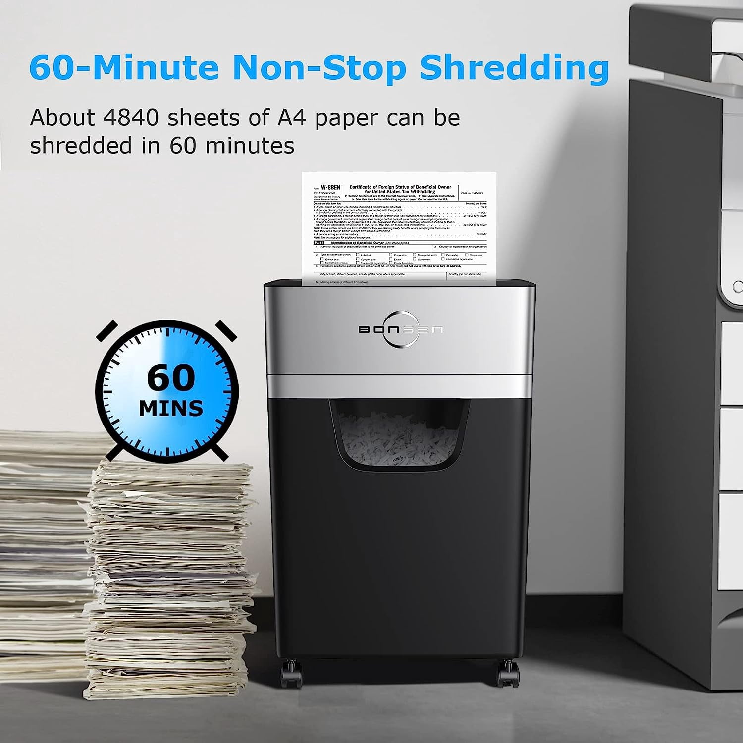 16-Sheet Heavy Duty Paper Shredder for Office, 60-Minute Running Time Cross-Cut CD Shredder with 60dB Low-Noise, 5.3-Gallon Pull Out Bin, Anti-Jam & Quiet Shredder for Home Office (S3102)