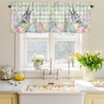 thumbnail image 4 of Valances for Windows Easter Egg Bunny Green Plaid Rod Pocket Short Curtain for Bathroom Living Room Bedroom Spring Wild Flower Leaves 1 Panel 42x12in, 4 of 9