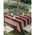 thumbnail image 3 of Square Outdoor Tablecloth with Umbrella Hole Star Striped Flag Outside Table Cloth Waterproof Patio Table Cover Vintage Wood Grain Abstract Red Blue Zipper Tablecloths for Picnic Camping 54x54 Inch, 3 of 8
