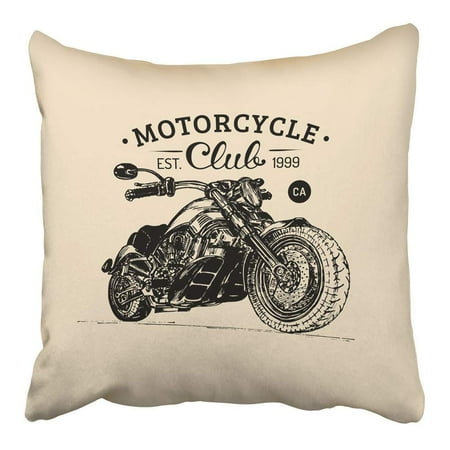 - ARHOME Motorcycle Hand Sketched for Mc Badge Detailed Bike for Custom Company Chopper Pillowcase Cushion Cover 16x16 inch