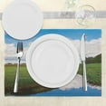 thumbnail image 3 of Ambesonne Nature Place Mats Set of 4, Calm River Meadow Trees, Standard Size, Green Blue White, 3 of 6