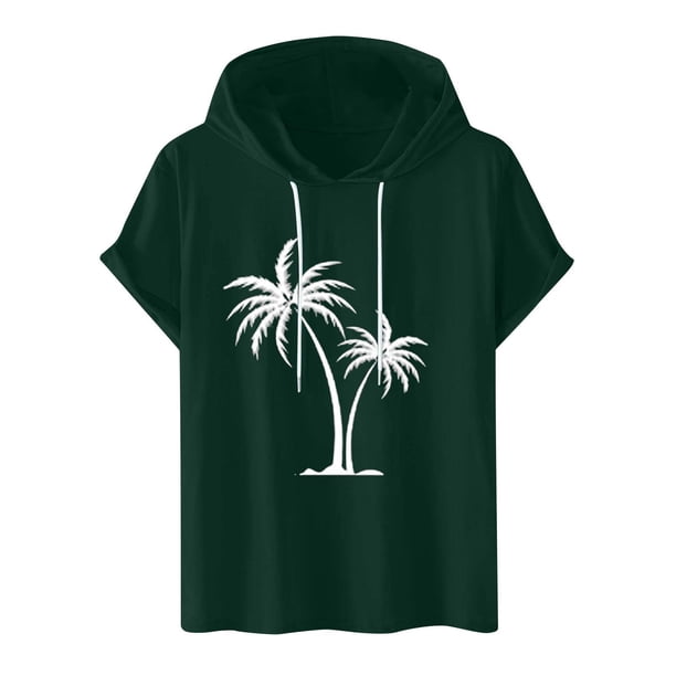 Camiseta Deportiva de Manga Corta de la Blusa de los Hombres Casual de la Moda Sólida con Capucha, Top Casual para Al Aire Libre