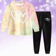 thumbnail image 2 of Toddler Baby Girl Clothes 2T 3T 4T 5T 6T 7T 8T Girl Outfit Long Sleeve Pants Tie-dye Sweatshirt Pants Fall Winter Clothes Set Toddler Girl Outfit For 2t 3t 4t 5t 6t Children Yellow 3-4 Years, 2 of 9
