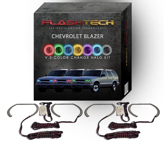 Flashtech RGB Multi Color Changing LED Halo kit for 1998-2004 Chevrolet Blazer Headlights