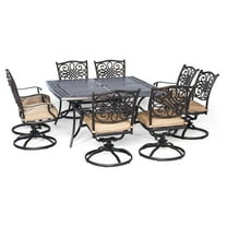 Hanover Traditions 9-Piece Aluminum Outdoor Dining Set, Natural Oat
