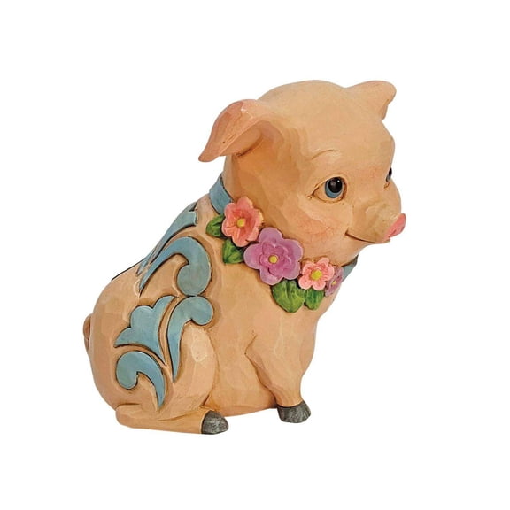 Jim Shore Pig With Flowers Mini Figurine Polyresin Heartwood Creek 6012426