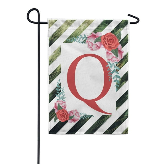 America Forever Spring Monogram Garden Flag Letter Q 12.5 x 18 inches Double Sided Vertical Outdoor, Yard, Lawn, with Beautiful Bright Flowers, Floral Wreath, Rose, Summer Flowers Garden Flag