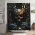 thumbnail image 5 of Disketp Vintage Ornate Skull Stall Fabric Shower Curtain Liner Waterproof - 72" x 72", Lightweight Stall Size Shower Curtain Machine Washable - 60x72, 5 of 5