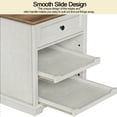 thumbnail image 3 of PLAMLE End Table for Living Room with Drawers Storage Retro Sofa Side Table with Charging Station Wooden Nightstand End Table, 3 of 8