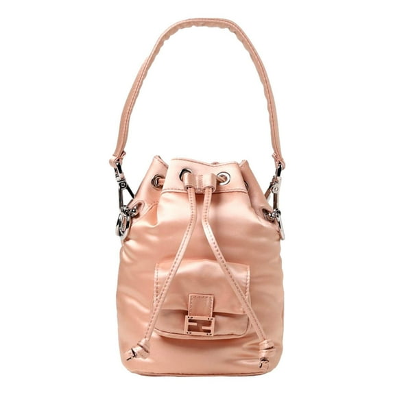New Fendi Mon Tresor Baguette Baby Pink Nylon Bucket Mini Crossbody Bag