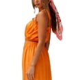 thumbnail image 4 of VISgogo Conjunto de Traje Femenino de 2 Piezas, Camisola Corta con Volantes y Tirantes de Color Sólido + Falda Larga para Verano, Blanco/Naranja, S/M/L/XL VISgogo moda, 4 of 6