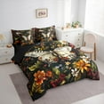 thumbnail image 3 of jejeloiu Gothic Moth 7pcs Bedding Comforter Set,Colorful Flower Queen Bedding Sets,Rustic Floral Queen Sheet Sets For Girls,Microfiber Bedroom Decor Reversible, 3 of 8