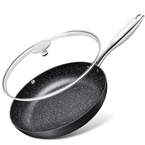 Frying Pan Skillet Non-Stick Pans Granite Coating Stone Cookware Black Carote 8" 