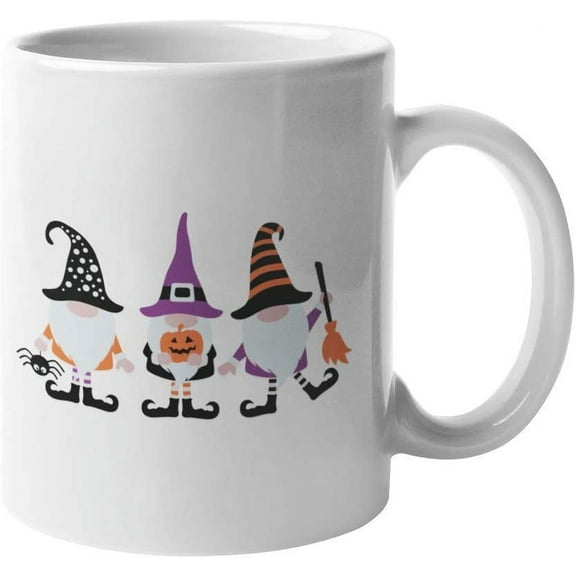 Halloween Gnomes Coffee Mug Cute Seasonal Jack O'lantern Funny Motivation Inspiration 11-ounce White Ceramic Cup