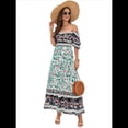 thumbnail image 3 of Vestido Informal, Fluido, con Estampado Floral Bohemio, Hombros Descubiertos, para Mujer (Verano 2025) Verde M, 3 of 9