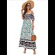 thumbnail image 3 of Vestido Informal, Fluido, con Estampado Floral Bohemio, Hombros Descubiertos, para Mujer (Verano 2025) Verde L, 3 of 9