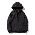 thumbnail image 3 of WREESH Casual Gym Athletic Hoodie for Men Fashion Solid Drawstring Hooded Sweatshirt with 1/2 Zipper and Pockets Black, 3 of 5