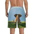thumbnail image 3 of Bixox Men's Elephant Dog Sitting Under The Rainbow printing Casual Classic Fit Short Summer Beach Shorts, 3 of 6