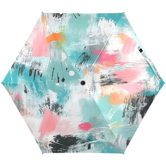 Modern Splash Color Pattern Umbrellas for Sun Auto Open Close UV50  Waterproof 5-Fold Compact Fiberglass Frame