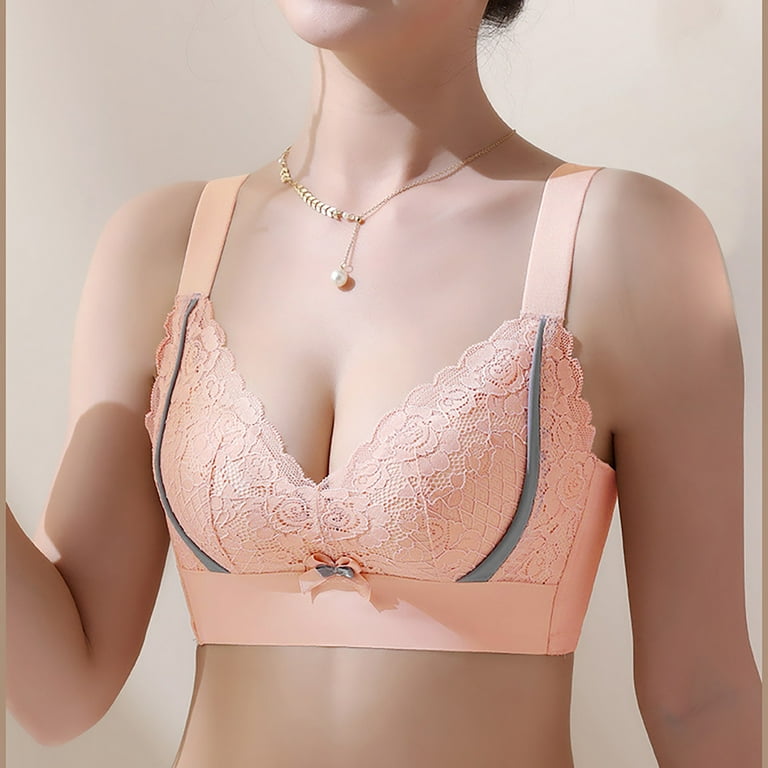 hoksml Sexy Bra,Women Bras Lace Comfortable Breathable Anti-exhaust Base  Non-Steel Ring Non-Magnetic Buckle Beauty Back Underwear 
