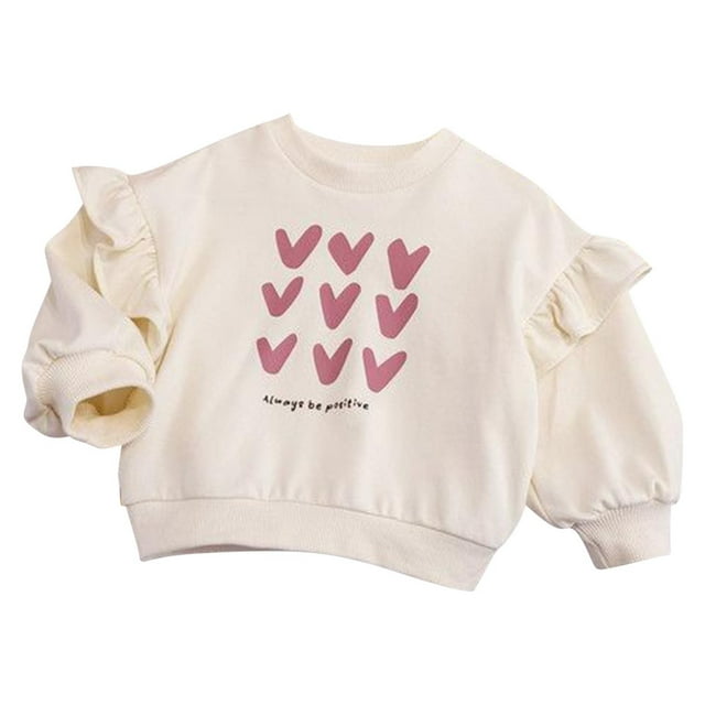 MeetoTime Sweat à Manches Volantées Imprimé pour Filles Automne Hiver Pull Col Rond pour Enfants 3-12 Ans