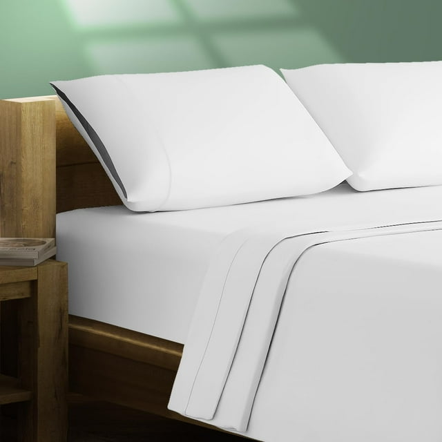 Texas Linen Co. Sábanas De Percal De Algodón 100% Orgánico Tamaño Queen – Sábanas De Percal De Algodón Blanco Queen Juego De Sábanas De Percal Queen De 4 Piezas Sábanas Refrescantes Transpirables De 1