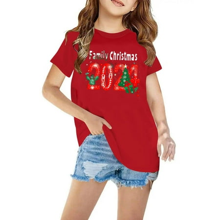 

Hinvhai Family Christmas 2024 Matching Outfit Xmas Team Santa T-Shirt Red 7 Years