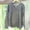 Gray, variant on Cosfo V-Neck Men Shirt Casual Long Sleeve White Breathable Solid Pullover Mens T Shirts