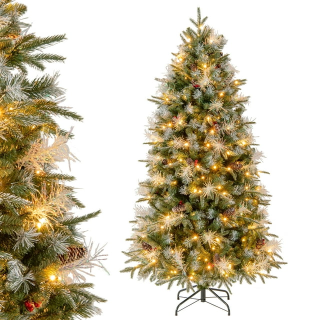 Costway 6 FT Artificial Christmas Tree with 806 Branch Tips, 270 Warm White LED Lights